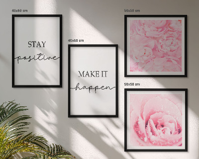 Set om 4 tavlor Minimalistiska rosa blommor
