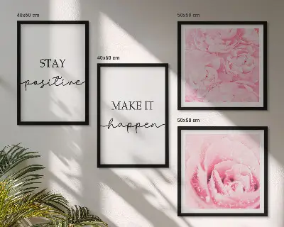Minimalistiska rosa blommor set om 4 tavlor