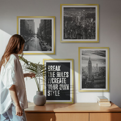Tavelvägg med 4 tavlor Inspiration till svartvitt i stadsgator