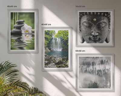 Set om 4 tavlor Harmoni av naturstenar vatten Buddha