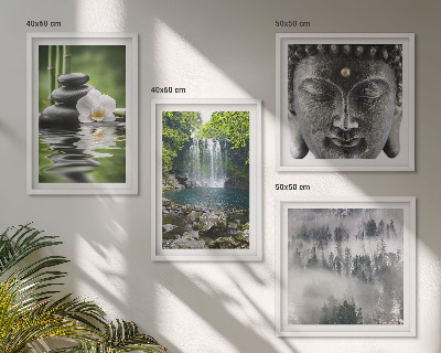 Set om 4 tavlor Harmoni av naturstenar vatten Buddha