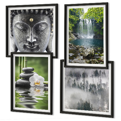 Set om 4 tavlor Harmoni av naturstenar vatten Buddha