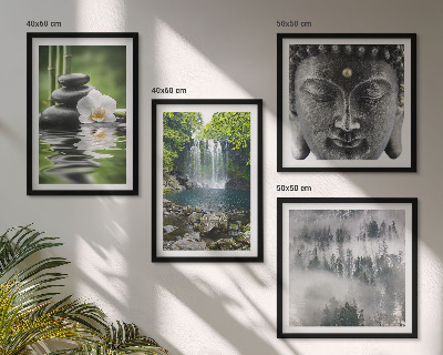 Set om 4 tavlor Harmoni av naturstenar vatten Buddha