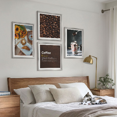 Tavelvägg ovanför soffa Italienska frukostkaffebönor