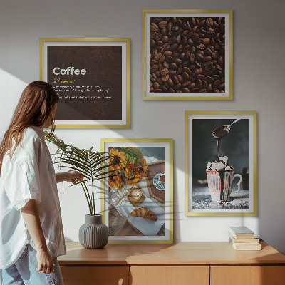 Tavelvägg ovanför soffa Italienska frukostkaffebönor