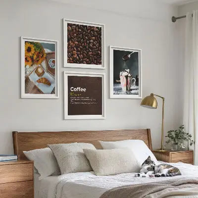 Italienska frukostkaffebönor för tavelvägg ovanför soffa
