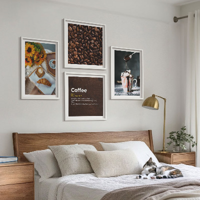 Tavelvägg ovanför soffa Italienska frukostkaffebönor