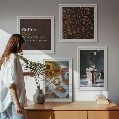 Tavelvägg ovanför soffa Italienska frukostkaffebönor