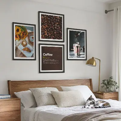 Italienska frukostkaffebönor för tavelvägg ovanför soffa