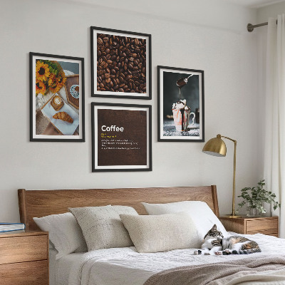 Tavelvägg ovanför soffa Italienska frukostkaffebönor