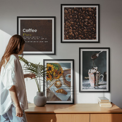 Tavelvägg ovanför soffa Italienska frukostkaffebönor