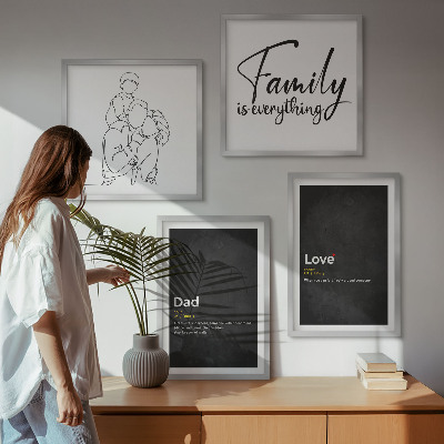 Set om 4 tavlor Definitioner av kärlek i familjekonst