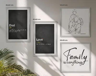 Definitioner av kärlek i familjekonst set om 4 tavlor