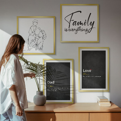 Set om 4 tavlor Definitioner av kärlek i familjekonst