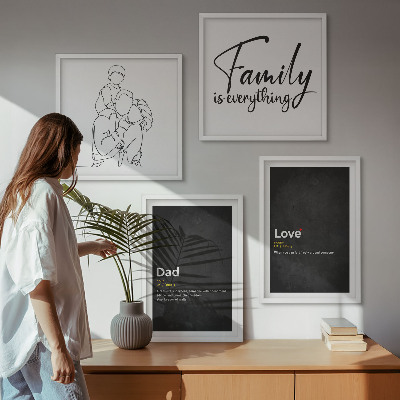 Set om 4 tavlor Definitioner av kärlek i familjekonst