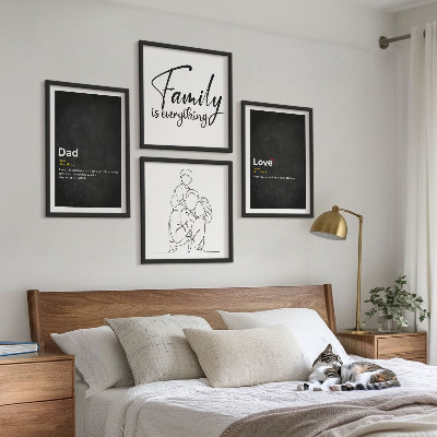 Set om 4 tavlor Definitioner av kärlek i familjekonst