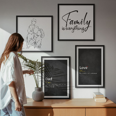 Set om 4 tavlor Definitioner av kärlek i familjekonst