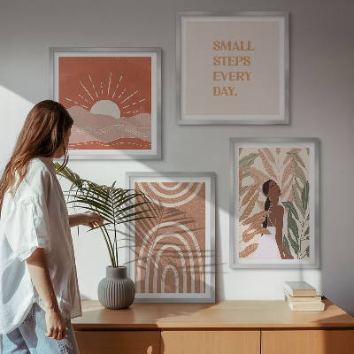 Tavelvägg med 4 tavlor Boho abstrakta former