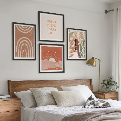 Tavelvägg med 4 tavlor Boho abstrakta former