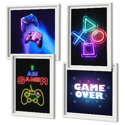 Gamepads – tavlor med gaming-tema set om 4 stycken