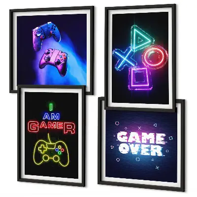 Gamepads – tavlor med gaming-tema set om 4 stycken