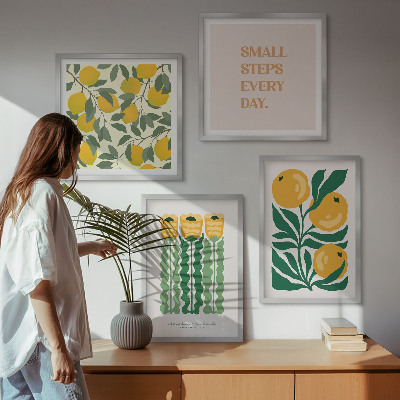 Tavelvägg ovanför soffa Växtmönster med blommor