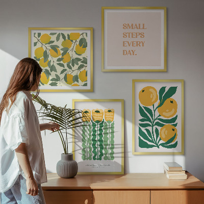 Tavelvägg ovanför soffa Växtmönster med blommor