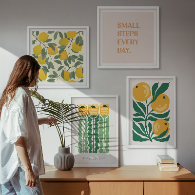 Tavelvägg ovanför soffa Växtmönster med blommor