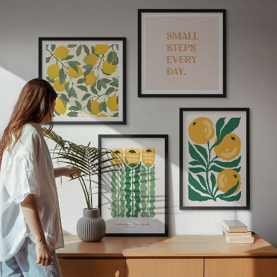 Tavelvägg ovanför soffa Växtmönster med blommor