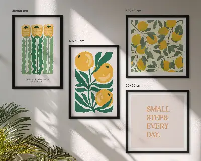 Tavelvägg med växtmönster blommotiv för vägg ovanför soffa