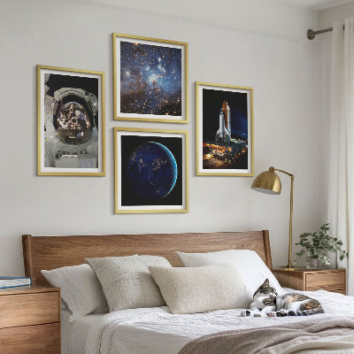 Tavelvägg med 4 tavlor Rymd-jorden astronaut raket