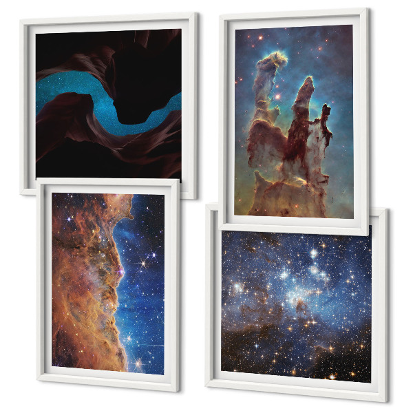 Set om 4 tavlor Rymdlandskap av galaxer