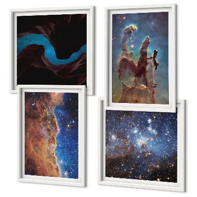 Set om 4 tavlor Rymdlandskap av galaxer