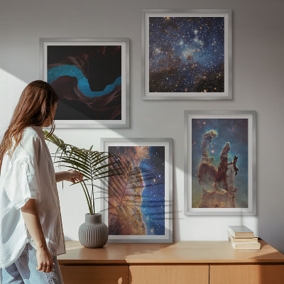 Set om 4 tavlor Rymdlandskap av galaxer