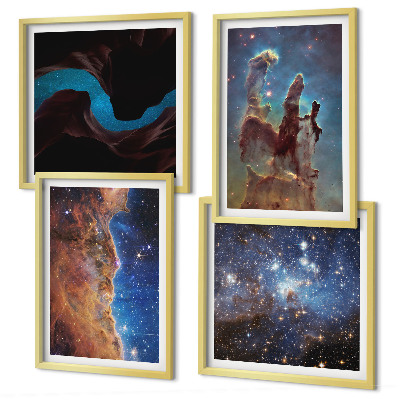 Set om 4 tavlor Rymdlandskap av galaxer