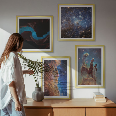 Set om 4 tavlor Rymdlandskap av galaxer
