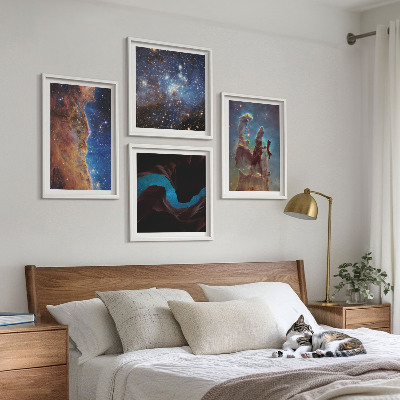 Set om 4 tavlor Rymdlandskap av galaxer