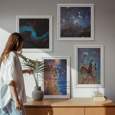 Set om 4 tavlor Rymdlandskap av galaxer