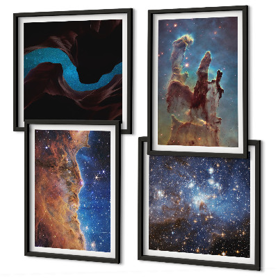 Set om 4 tavlor Rymdlandskap av galaxer
