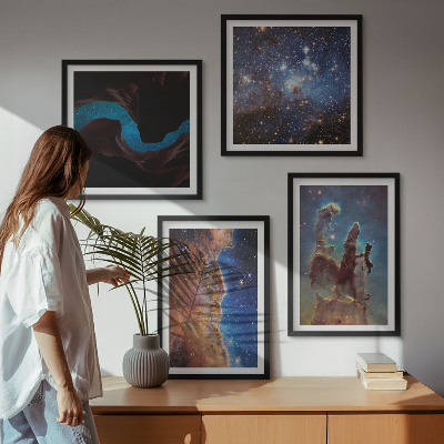 Set om 4 tavlor Rymdlandskap av galaxer