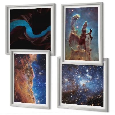 Set om 4 tavlor Rymdlandskap av galaxer
