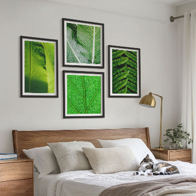 Tavelvägg ovanför soffa Närbild av tropiska löv