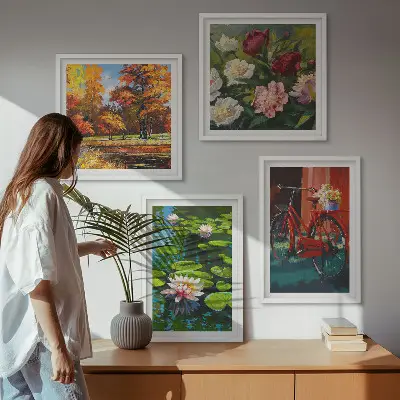 Näckrosor cykelblommor set om 4 tavlor
