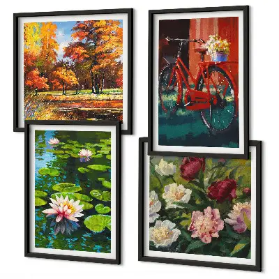 Näckrosor cykelblommor set om 4 tavlor