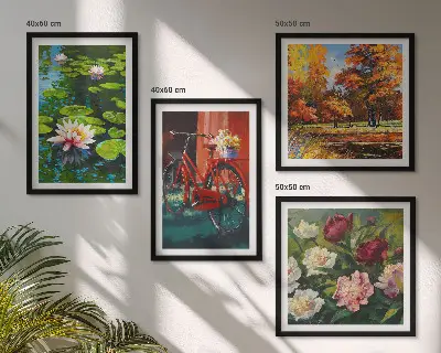 Näckrosor cykelblommor set om 4 tavlor