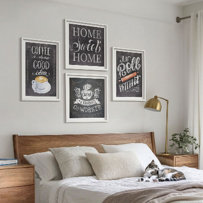 Tavelvägg ovanför soffa Kaffevals hemvärme