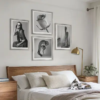 Porträtt av eleganta kvinnor set med 4 tavlor