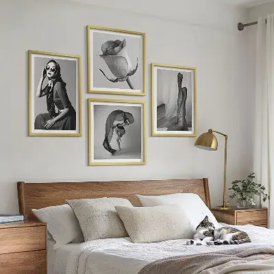 Porträtt av eleganta kvinnor set med 4 tavlor