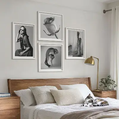 Porträtt av eleganta kvinnor set med 4 tavlor