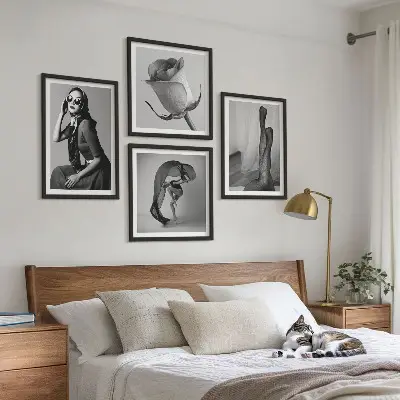 Porträtt av eleganta kvinnor set med 4 tavlor